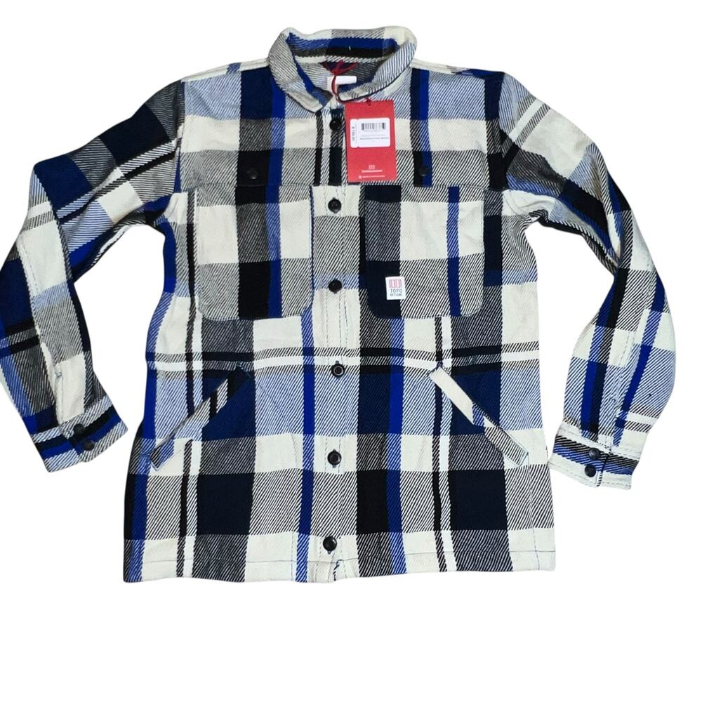 TOPO DESIGNS WOMENS BLUE PLAID MOUNTAIN FLANNEL LONG SLEEVE SIZE MEDIUM NWT